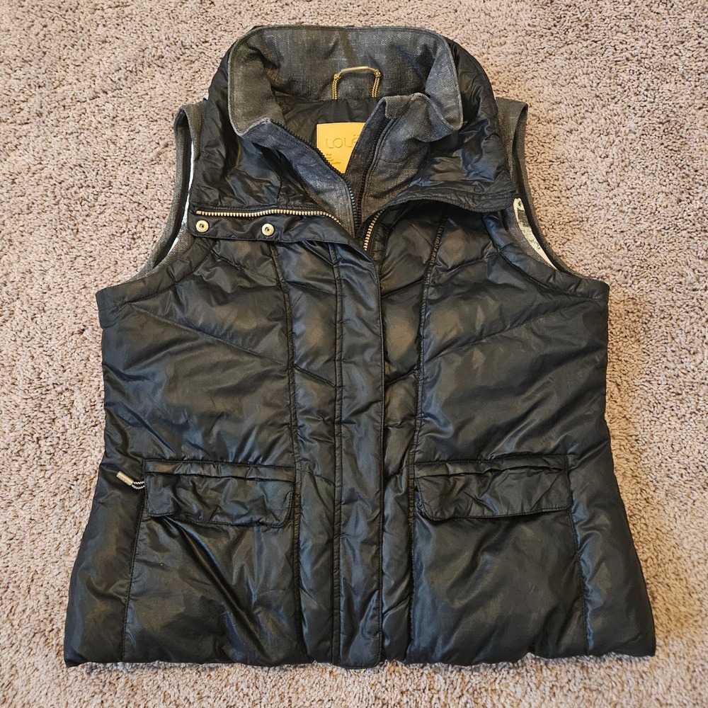 Lole Puffer Vest Women Size XL Black Quilted Down Fill Double Layer Winter Warm